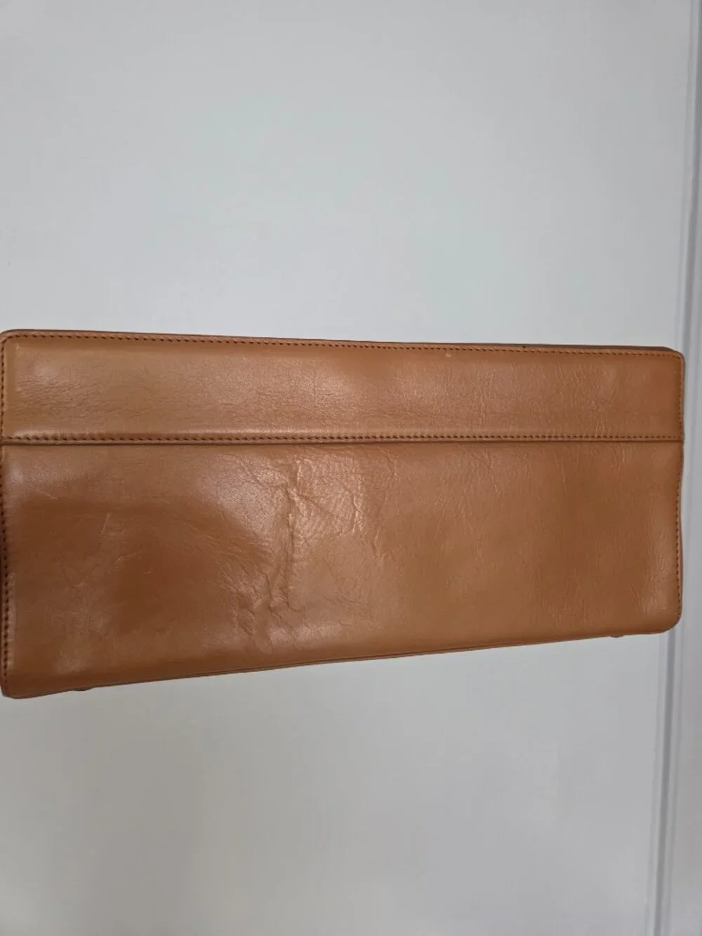 BCBGirls GENIUNE Leather Clutch Bag in Golden Brown with Padlock and Key